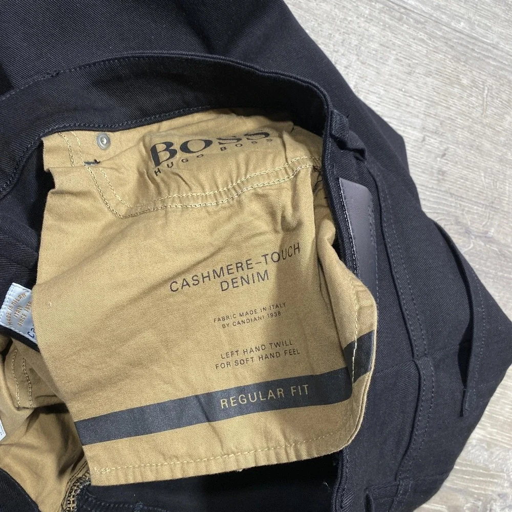 Hugo Boss Jeans Mens 32x32 Black Stretch Cashmere Touch‎ Denim Italian Fit